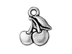 5 Pc Cherry Charm 17x15mm Antique Silver Finish TierraCast Peweter - P2301SA - BeadPrism