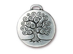 5 Pc Large Tree of Life Charm 26x24mm Antique Silver Finish TierraCast Charms - P2304SA - BeadPrism