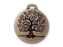 Load image into Gallery viewer, 5 Pc Large Tree of Life Charm 26x24mm Oxidized Brass Finish TierraCast Pendants Charms - P2304BO - BeadPrism