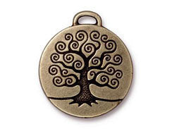 5 Pc Large Tree of Life Charm 26x24mm Oxidized Brass Finish TierraCast Pendants Charms - P2304BO - BeadPrism