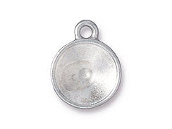 5Pc Silver Rivoli Frame Charm 12mm Rhodium Finish TierraCast Swarovski Rivoli holder -P2311RB - BeadPrism