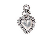 Load image into Gallery viewer, 5 Pc Sacred Heart Charm 21x13mm Antique Silver TierraCast, silver heart charms wholesale - P2322SA - BeadPrism