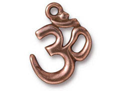5 Pc "Om" Charm 22x18mm Antique Copper Finish TierraCast Charms - P2297CA - BeadPrism