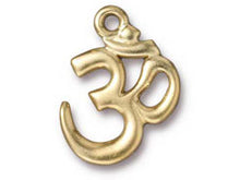 Load image into Gallery viewer, 5 Pc "Om" Charm 22x18mm Bright Gold Finish TierraCast Charms - P2297GB - BeadPrism