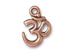 5 Pc "Om" Charm 18x14mm Antique Copper Finish TierraCast Charms - P2298CA - BeadPrism