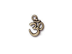 5 Pc "Om" Charm 18x14mm Oxidized Brass Finish TierraCast Charms - P2298BO - BeadPrism