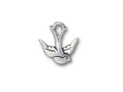 5 Pc Swallow Bird Charm 17x16mm Antique Silver Plated TierraCast Lead Free Pewter - P2300SA - BeadPrism