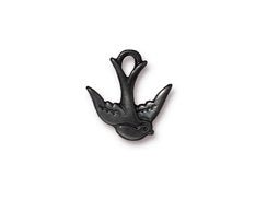 5 Pc Swallow Charm 17x16mm Black Finish TierraCast Charms - P2300BK - BeadPrism