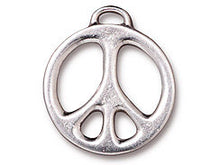 Load image into Gallery viewer, 5 Pc Large Peace Sign Charm 24mm Bright Rhodium Finish TierraCast Charms - P2293RB - BeadPrism