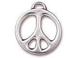 5 Pc Large Peace Sign Charm 24mm Bright Rhodium Finish TierraCast Charms - P2293RB