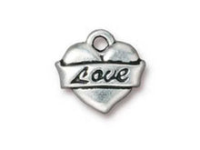 Load image into Gallery viewer, 5 Pc Love Heart Charm 14x15mm Antique Silver Finish TierraCast Charms - P2302SA - BeadPrism
