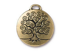 5 Pc Large Tree of Life Charm 26x24mm Antique Gold Finish TierraCast Charms - P2304GA - BeadPrism