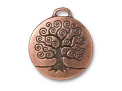5 Pc Large Tree of Life Charm 26x24mm Antique Copper Finish TierraCast Charms - P2304CA - BeadPrism