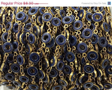 Load image into Gallery viewer, 1 Foot Karma Blue Enamel Antique Brass Finish Circle of Life Yoga Meditation Boho Chain - CH200-Blue - BeadPrism