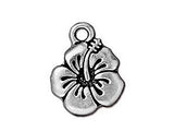 5 Pc Hibiscus Charm 18x14mm Antique Silver TierraCast Hawain Charms, flower tropical charm - P2307SA