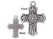 Load image into Gallery viewer, 5Pc Talvera Cross Charm 29mm Antique Silver Finish TierraCast Charms - P2321SA - BeadPrism