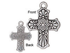 5Pc Talvera Cross Charm 29mm Antique Silver Finish TierraCast Charms - P2321SA - BeadPrism