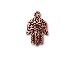 5Pc Hamsa Hand of Fatima 21mm Antique Copper Finish TierraCast LeadFree Pewter 94-2327-18-P2327CA - BeadPrism