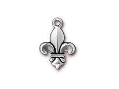 5 Pc Fleur-de-Lis Charm 17x24mm Antique Silver Finish TierraCast Charms double sided - P2340SA - BeadPrism
