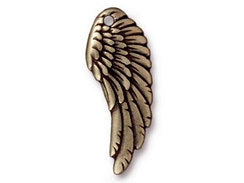 5 Pc Wing Charm 11x28mm Oxidized Brass Finish TierraCast Charms - P2341BO - BeadPrism