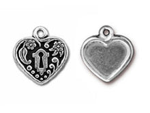Load image into Gallery viewer, 5 Pc Heart Frame Charm 19x20mm Antique Silver Finish TierraCast Charms - P2343SA - BeadPrism