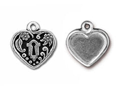 5 Pc Heart Frame Charm 19x20mm Antique Silver Finish TierraCast Charms - P2343SA - BeadPrism