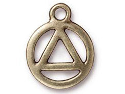 5 Pc Recovery Charm 20x16mm Oxidized Brass TierraCast Charms antique brass/gold  - P2360BO - BeadPrism