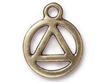 5 Pc Recovery Charm 20x16mm Oxidized Brass TierraCast Charms antique brass/gold  - P2360BO