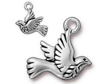 Load image into Gallery viewer, 5 Pc Dove Charm 19x19mm Antique Silver TierraCast Charms - P2375SA - BeadPrism