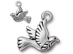 5 Pc Dove Charm 19x19mm Antique Silver TierraCast Charms - P2375SA - BeadPrism