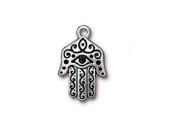 5 Pc Hamsa Charm 21x13mm Antique Silver Finish TierraCast Charms - P2327SA - BeadPrism
