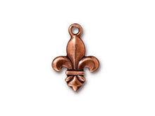 Load image into Gallery viewer, 5 Pc Fleur-de-Lis Charm 17x24mm Antique Copper Finish TierraCast Charms - P2340CA - BeadPrism
