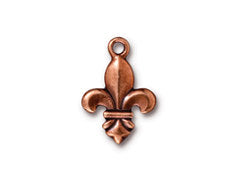 5 Pc Fleur-de-Lis Charm 17x24mm Antique Copper Finish TierraCast Charms - P2340CA - BeadPrism