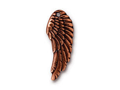 5 Pc Wing Charm 11x28mm Antique Copper Finish TierraCast Charms - P2341CA - BeadPrism