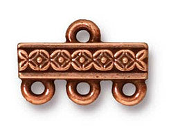 5 Pc Deco Rose 3-1 Link 15x10mm Antique Copper TierraCast Link - P3053CA - BeadPrism