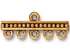 5 Pc Beaded 5-1 Link 26x10mm Antique Gold TierraCast Link - P3056GA - BeadPrism