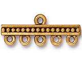 5 Pc Beaded 5-1 Link 26x10mm Antique Gold TierraCast Link - P3056GA