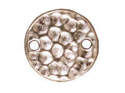 5 Pc Hammered Round Link 11mm Bright Rhodium TierraCast Link - P3080RB - BeadPrism