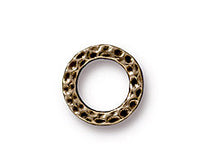 Load image into Gallery viewer, 10 Pc Hammered Ring Link 9mm Oxidized Brass TierraCast Link - P3085BO - BeadPrism