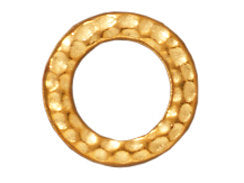 10 Pc Hammered Ring Link 9mm Bright Gold TierraCast Link - P3085GB - BeadPrism