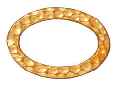 10 Pc Hammered Oval Ring Link 18x13mm Bright Gold TierraCast Link - P3088GB - BeadPrism