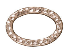 10 Pc Hammered Oval Ring Link 18x13mm Bright Rhodium TierraCast Link - P3088RB - BeadPrism