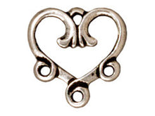 Load image into Gallery viewer, 5 Pc Vine Heart 3 to 1 Heart Link 14x13mm Antique Silver Plated TierraCast Link 94-3094-26 - P3094SA - BeadPrism