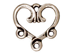 5 Pc Vine Heart 3 to 1 Heart Link 14x13mm Antique Silver Plated TierraCast Link 94-3094-26 - P3094SA - BeadPrism