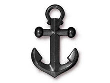 Load image into Gallery viewer, 5 Pc Anchor Clasps 27x18mm Black Finish, Men's maritime Anchor Bracelet TierraCast Charms - P2358BK - BeadPrism