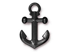 5 Pc Anchor Clasps 27x18mm Black Finish, Men's maritime Anchor Bracelet TierraCast Charms - P2358BK - BeadPrism