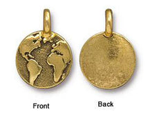 Load image into Gallery viewer, Globe Charm 17x12mm Antique Gold Finish TierraCast Charms - P2408GA - BeadPrism