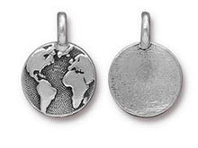 Load image into Gallery viewer, Globe Charm 17x12mm Antique Silver Finish TierraCast Charms - P2408SA - BeadPrism