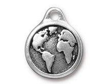 Load image into Gallery viewer, Globe Charm 21x16mm Antique Silver Finish TierraCast Charms - P2409SA - BeadPrism