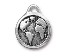 Globe Charm 21x16mm Antique Silver Finish TierraCast Charms - P2409SA - BeadPrism